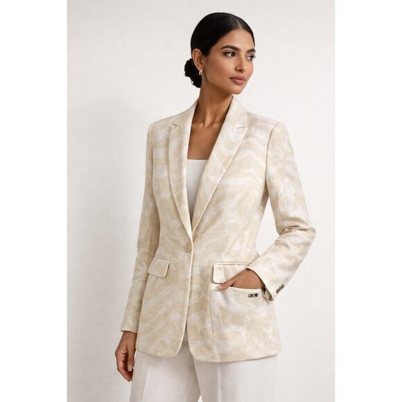 Calvin Klein Jackets & Blazers - Calvin Klein light-colored Zebra-Print linen Single-Button Blazer Sz 4